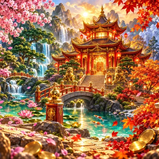 4 Seasons pokie cover art with seasonal East Asian symbols