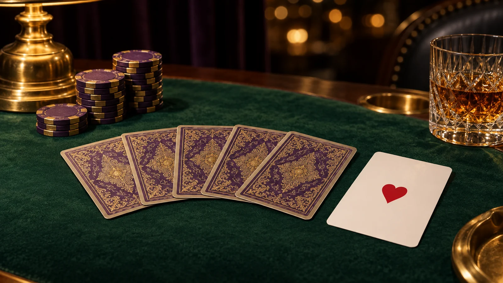Card table set for a themed casino floor tour